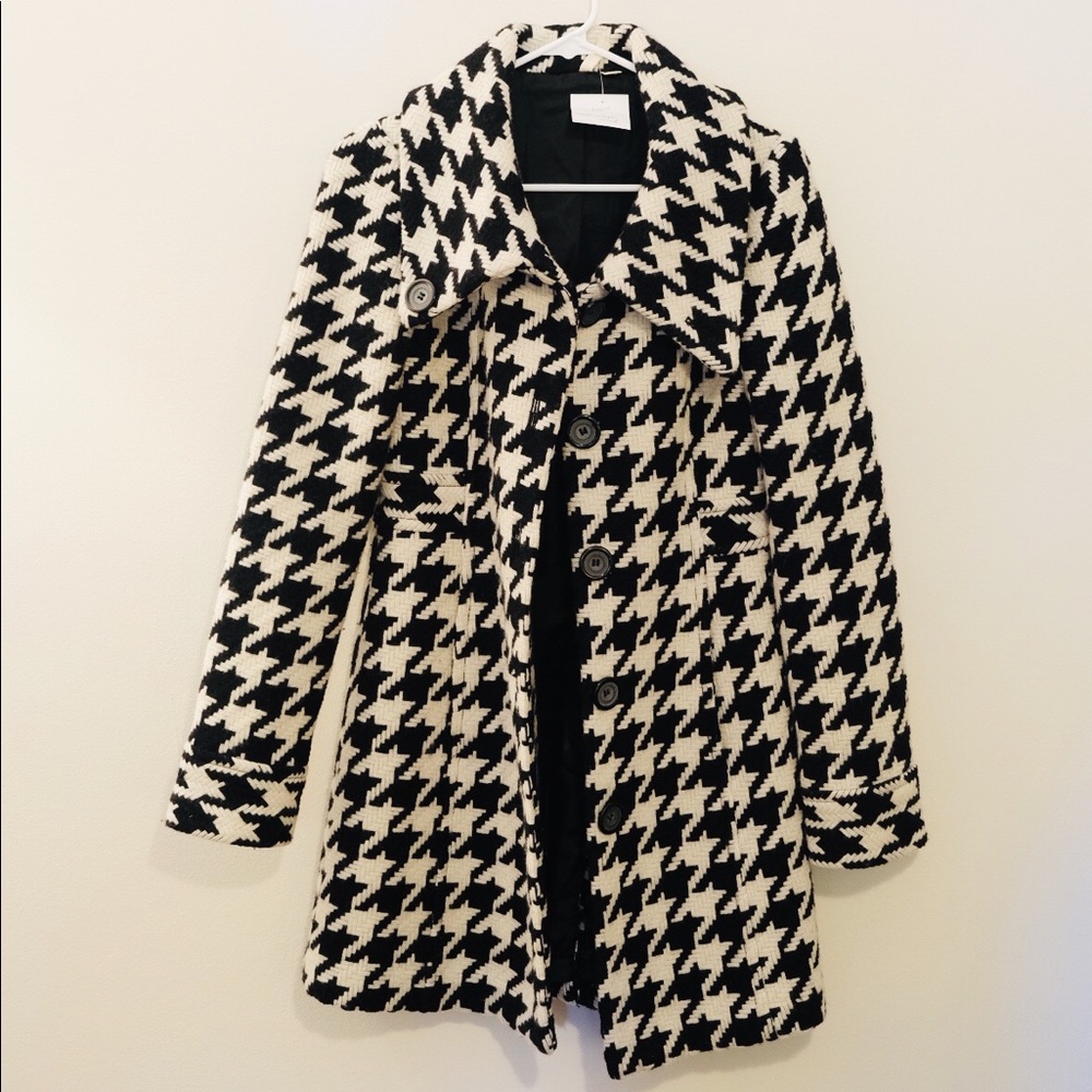 Houndstooth Wool Coat